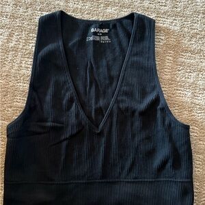 Garage Black Ribbed Tank Top